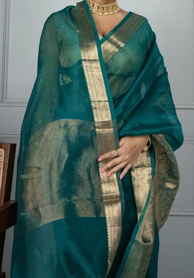 Pure Handwoven Banarasi Kora Silk Sarees, Dupattas, Lehengas & more - Tilfi